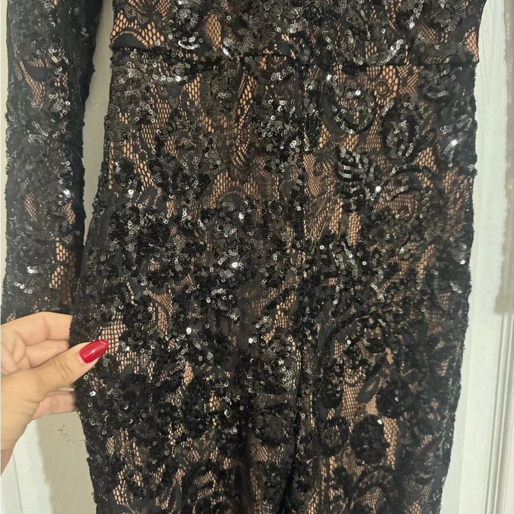 NADINE MERABI Black Sequin Jumpsuit - Picture 3 of 4
